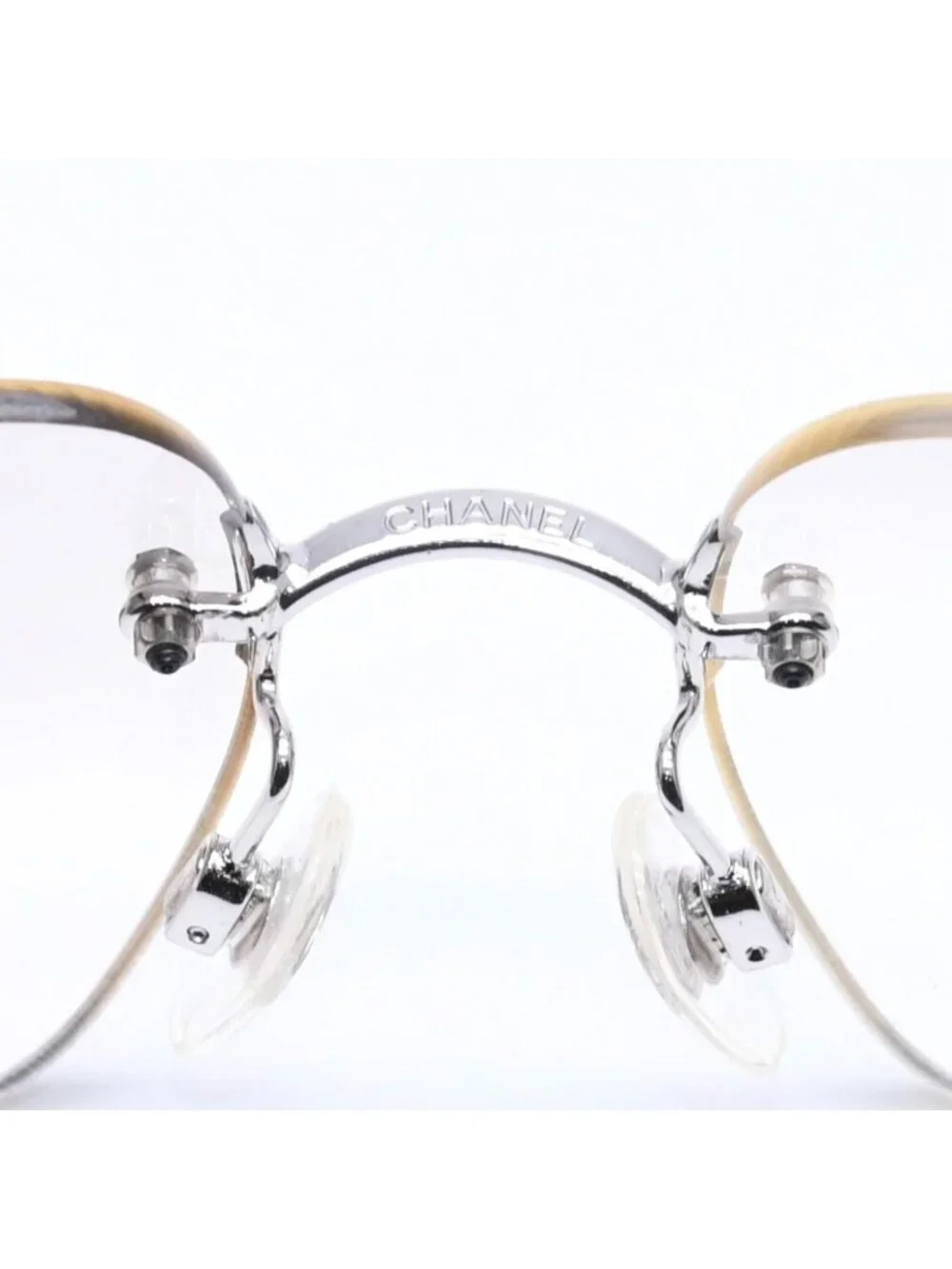 Chanel Rimless Sunglasses CC Logo Gradient Eyewear Silver